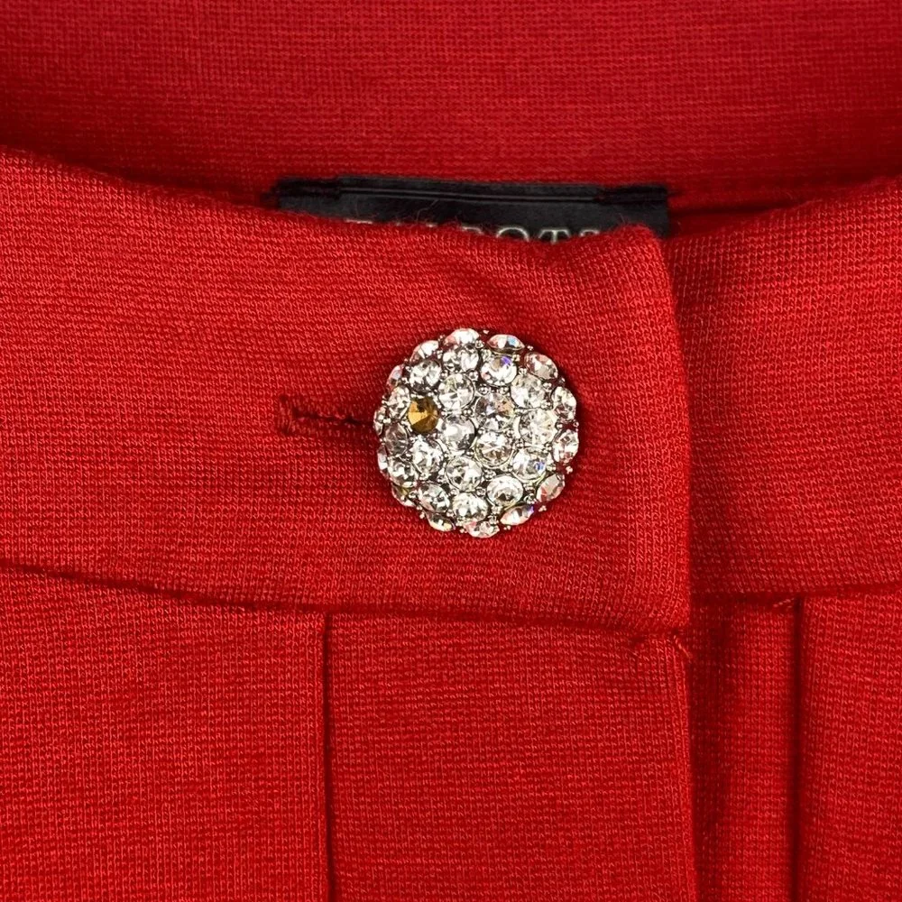 Talbots Rhinestone Front Button Red 3/4 Sleeve Top Size S - Picture 5 of 9